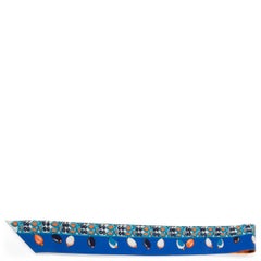 Hermes blue PARURES DES MAHARAJAS Twilly Scarf silk Bleu Royal Orange Turquoise