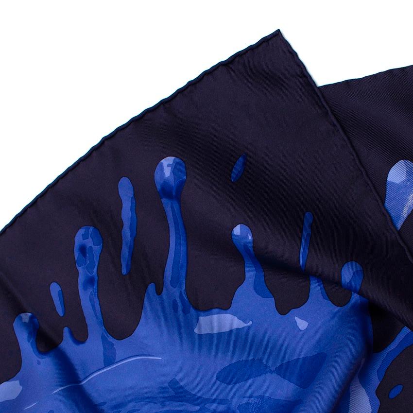 Hermes Blue Peinture Fraiche Silk Scarf 90 In Excellent Condition In London, GB