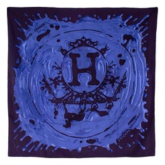 Hermes Blau Peinture Fraiche Seidenschal 90