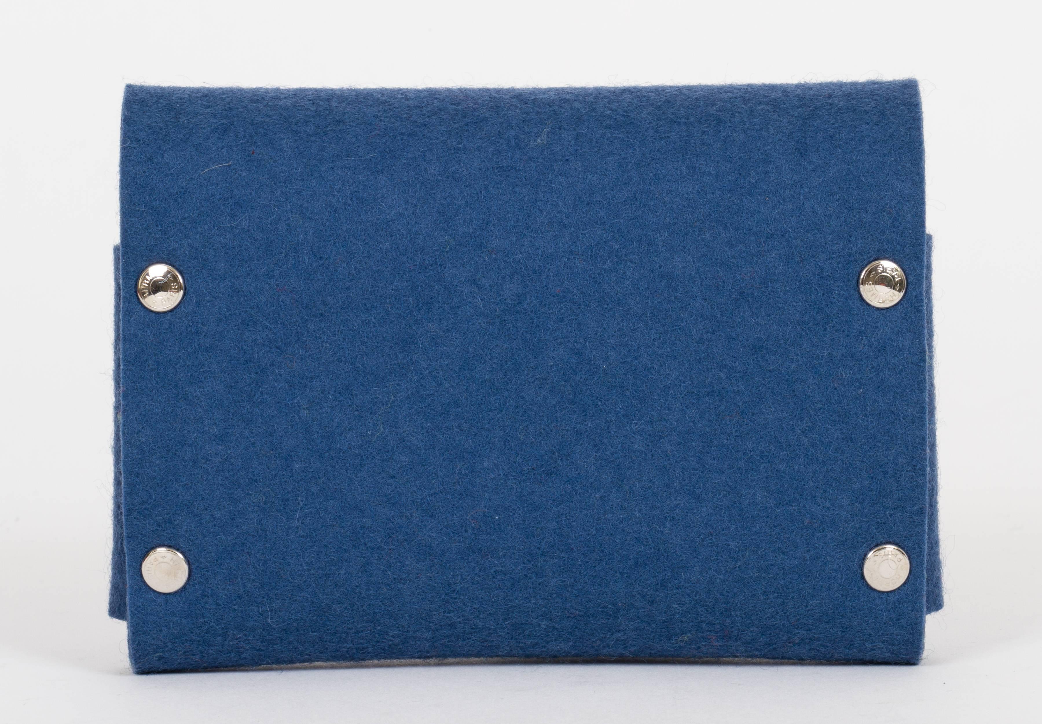  Hermès Blue Perforated Felt Pouch In Excellent Condition In West Hollywood, CA