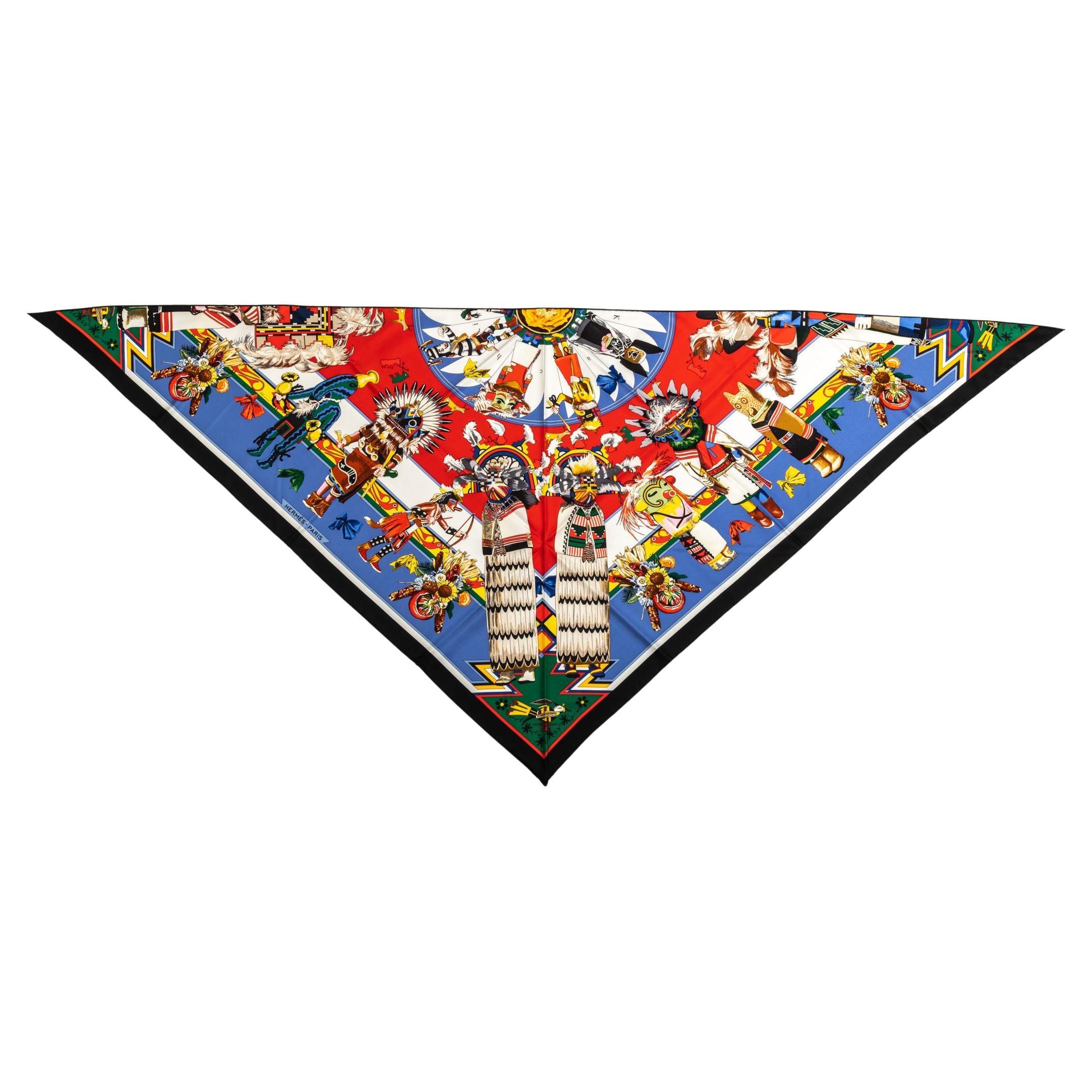Hermès Blue Pointe Kachinas Scarf New In Box For Sale