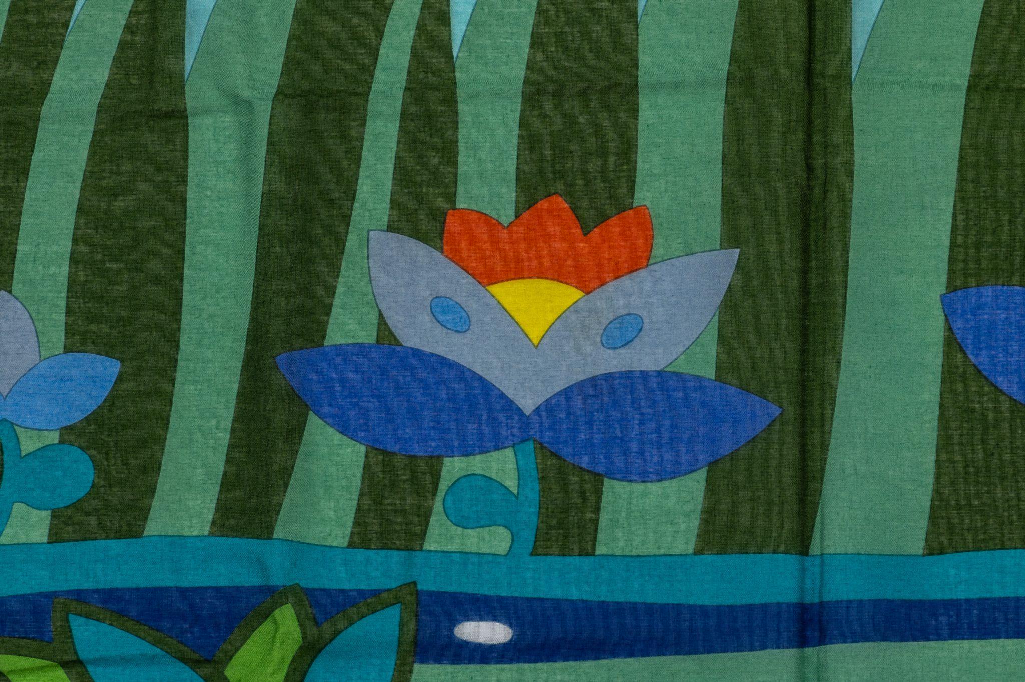 Hermes Blue Pond Silk Cotton Sarong In Excellent Condition For Sale In West Hollywood, CA