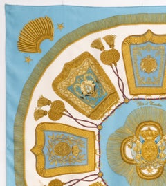 Hermes Blue Poste et Cavalerie by J. Metz Silk Scarf