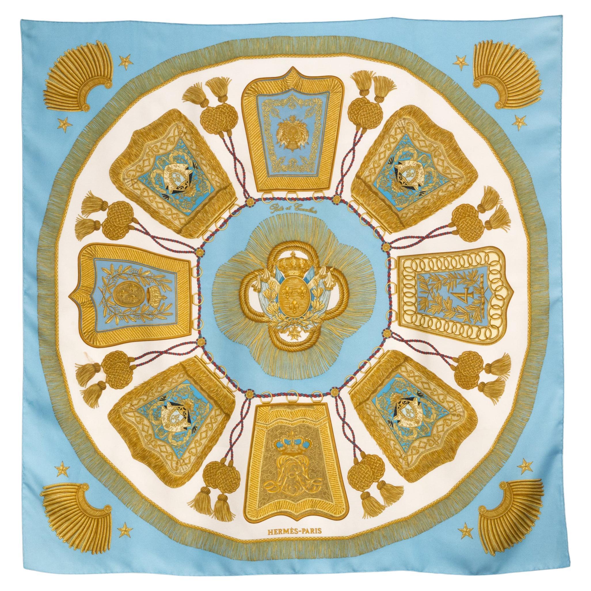 Hermes Blue Poste et Cavalerie by J. Metz Silk Scarf