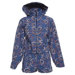 Hermès Blue Printed Nylon Hooded Jacket and Shorts Set S