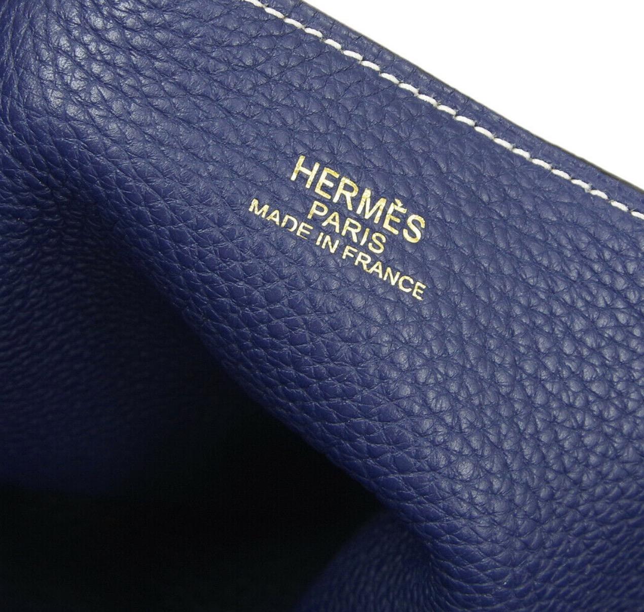  Hermes Blue Purple Leather Reversible Carryall Travel Men's Women's Tote Bag 1