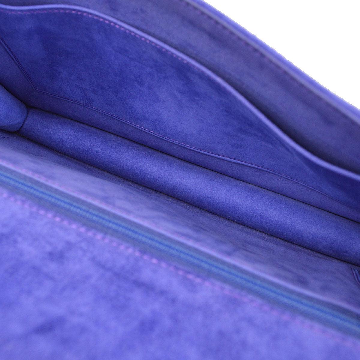 HERMES Blue Purple Suede Doblis Gold Hardware Lydie Clutch Shoulder Bag  2