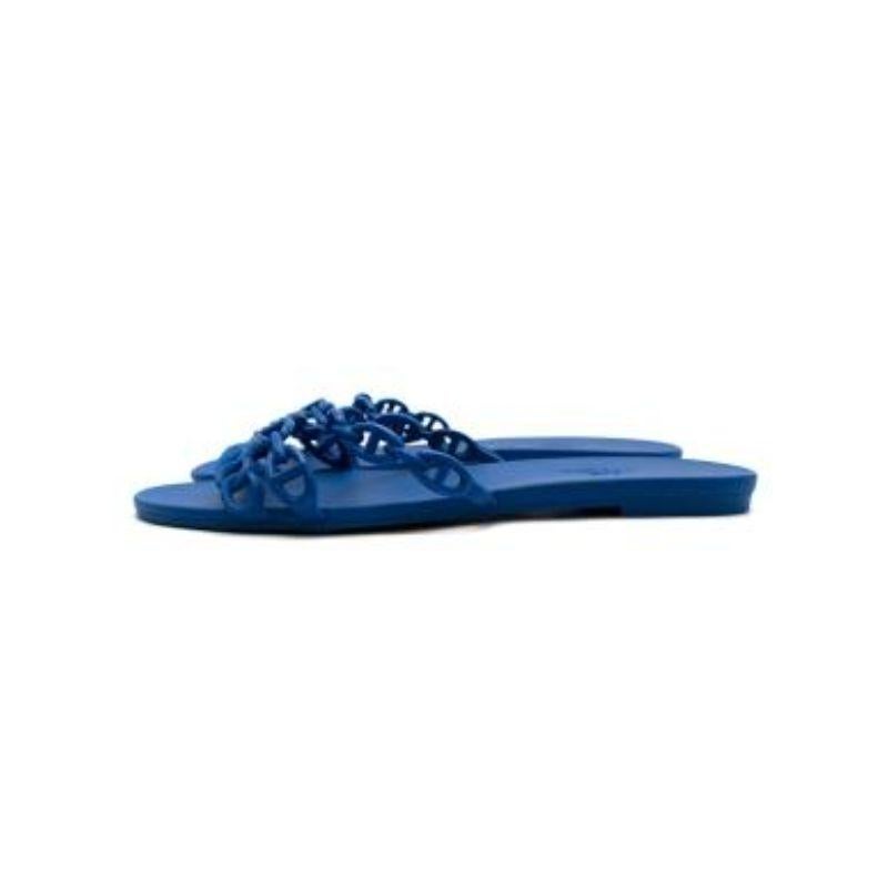 Hermes Blue Rubber Rivage Sandals In Good Condition For Sale In London, GB