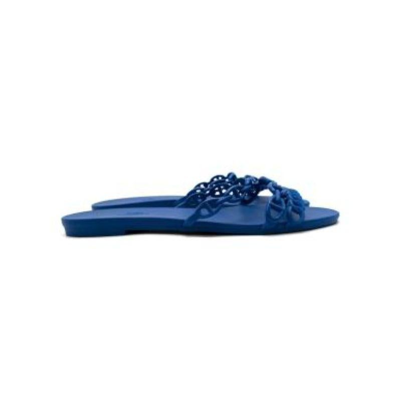 Hermes Blue Rubber Rivage Sandals For Sale 1