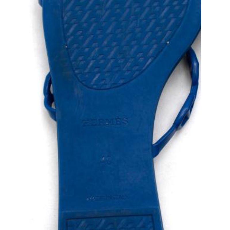 Hermes Blue Rubber Rivage Sandals For Sale 2