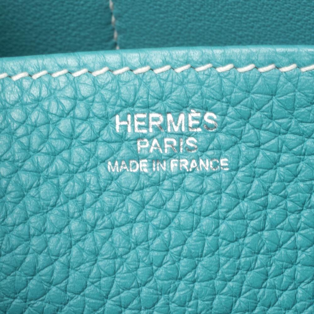 Hermes Blue Saint-Cyr Clemence Leather Palladium Hardware Halzan 31 Bag 5