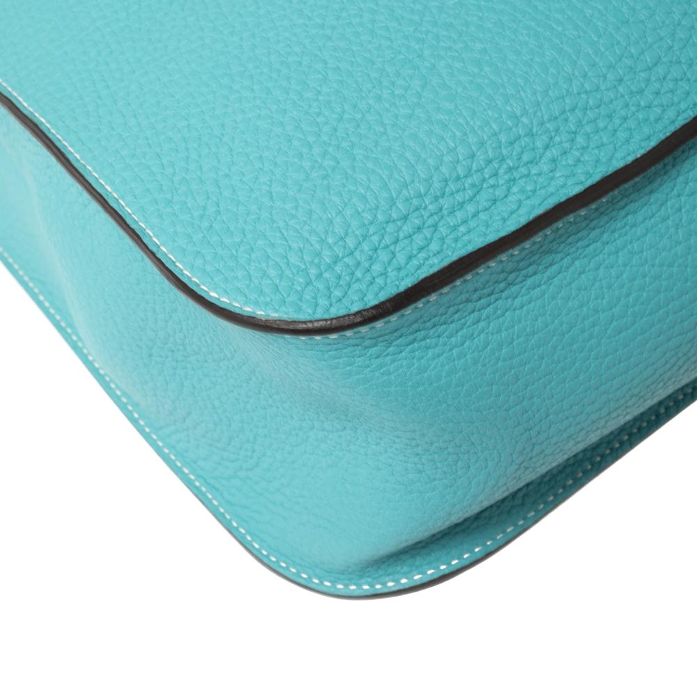 Hermes Blue Saint-Cyr Clemence Leather Palladium Hardware Halzan 31 Bag 3