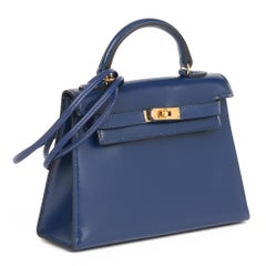 Hermès BLUE SAPHIR BOX CALF LEATHER VINTAGE KELLY 15CM SELLIER