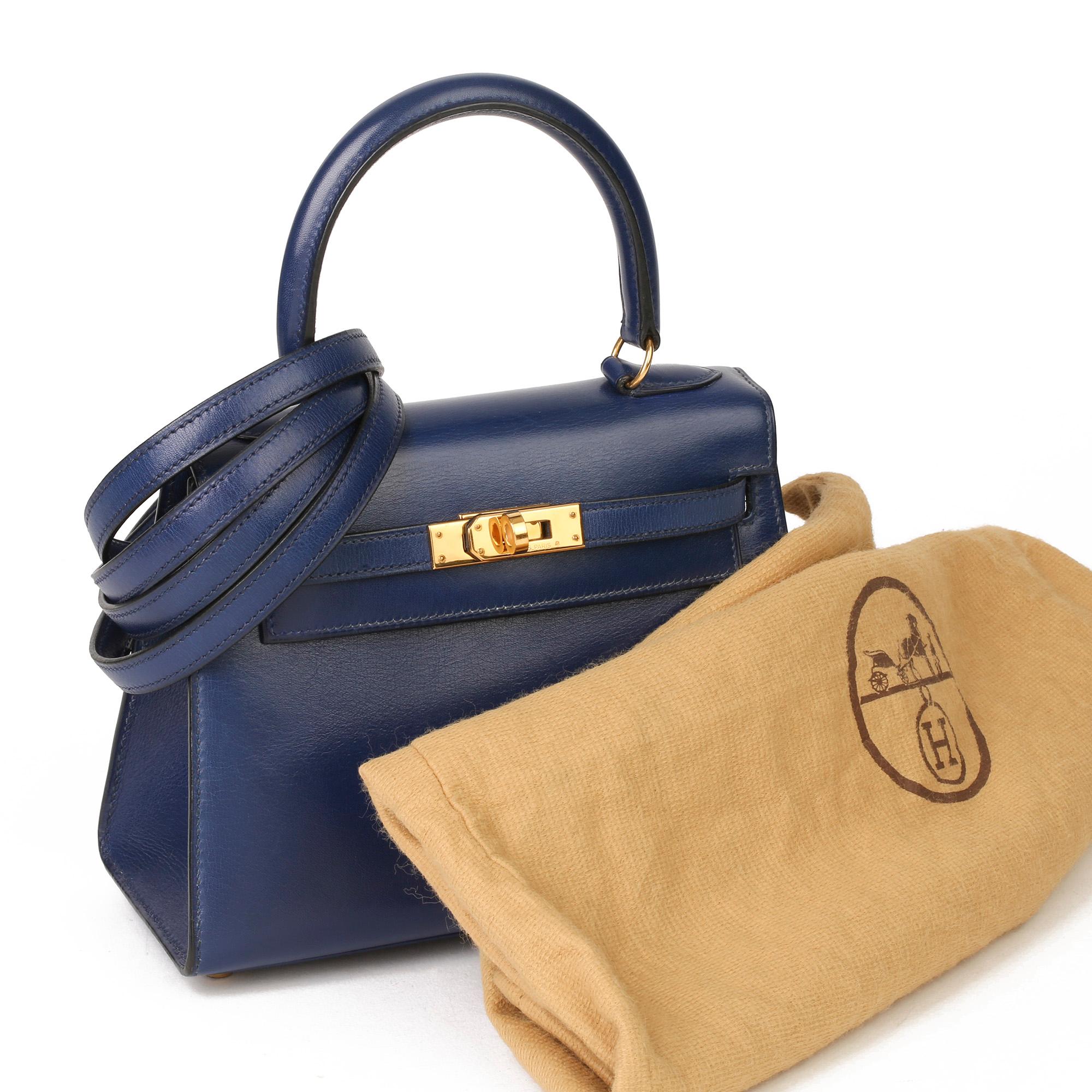 Hermès Blue Saphir Box Calf Leather Vintage Kelly 20cm Sellier 1