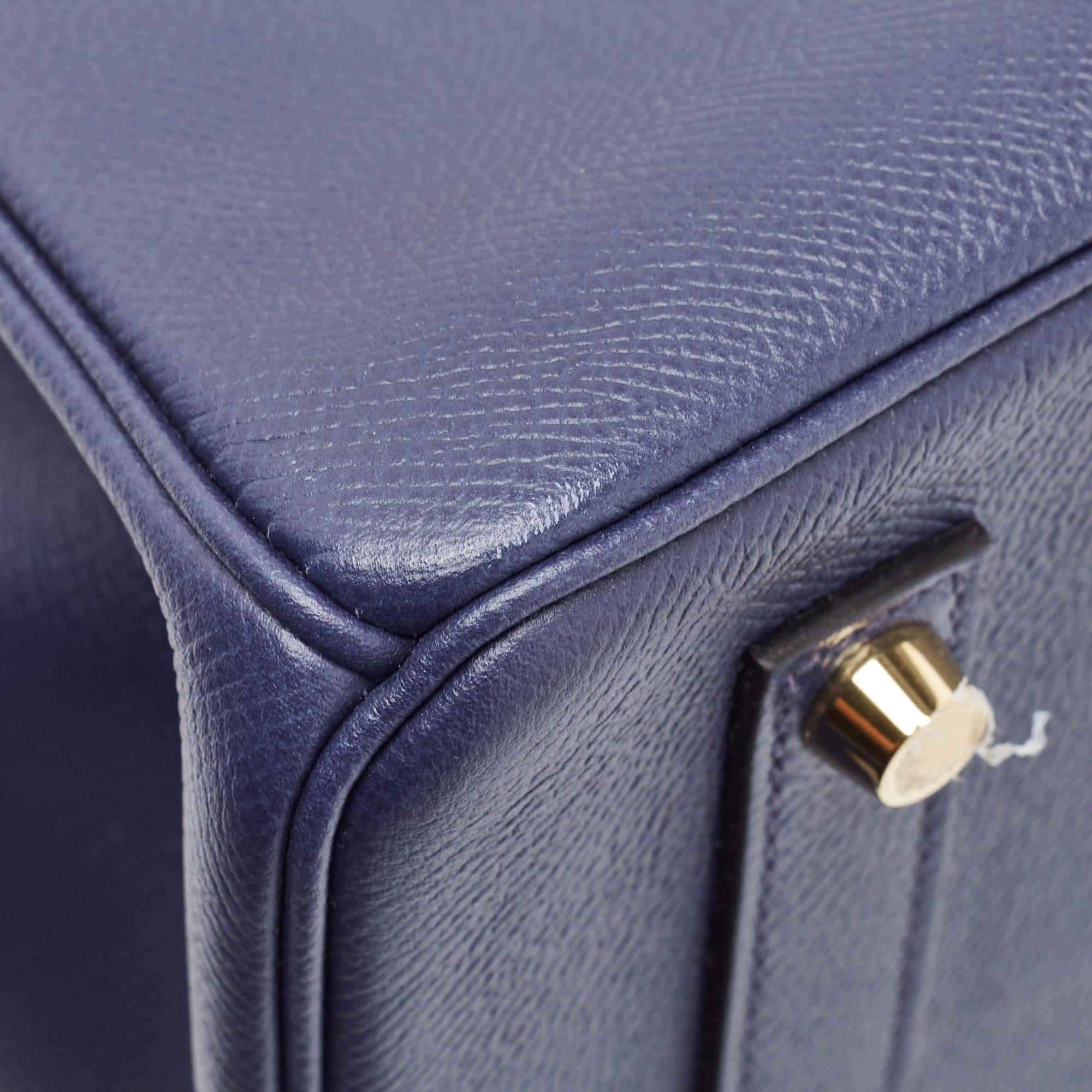 Hermes Blue Saphir Epsom Leather Gold Finish Birkin 35 Bag 2