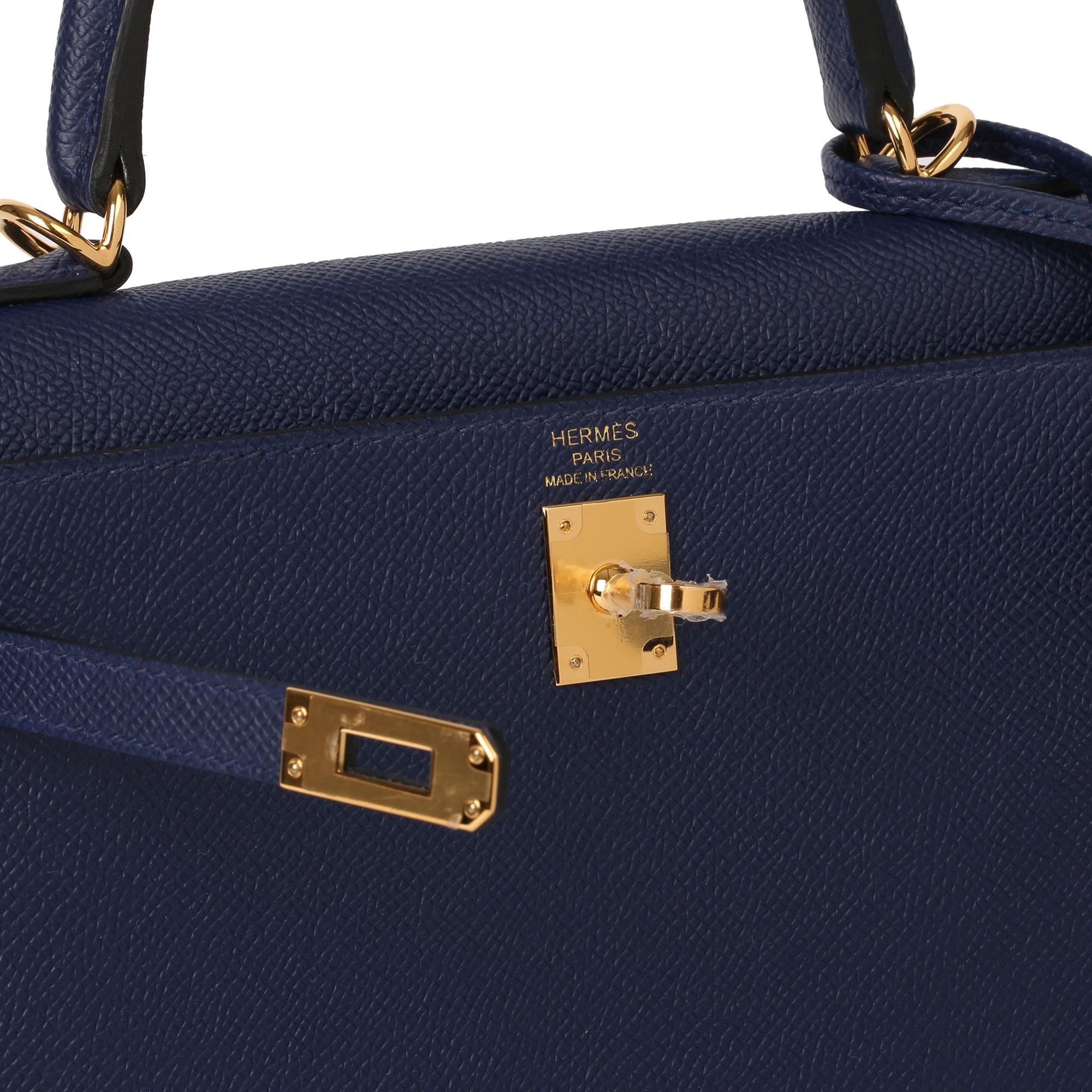 Hermès Blue Saphir Epsom Leather Kelly 25cm Sellier In New Condition In Bishop's Stortford, Hertfordshire