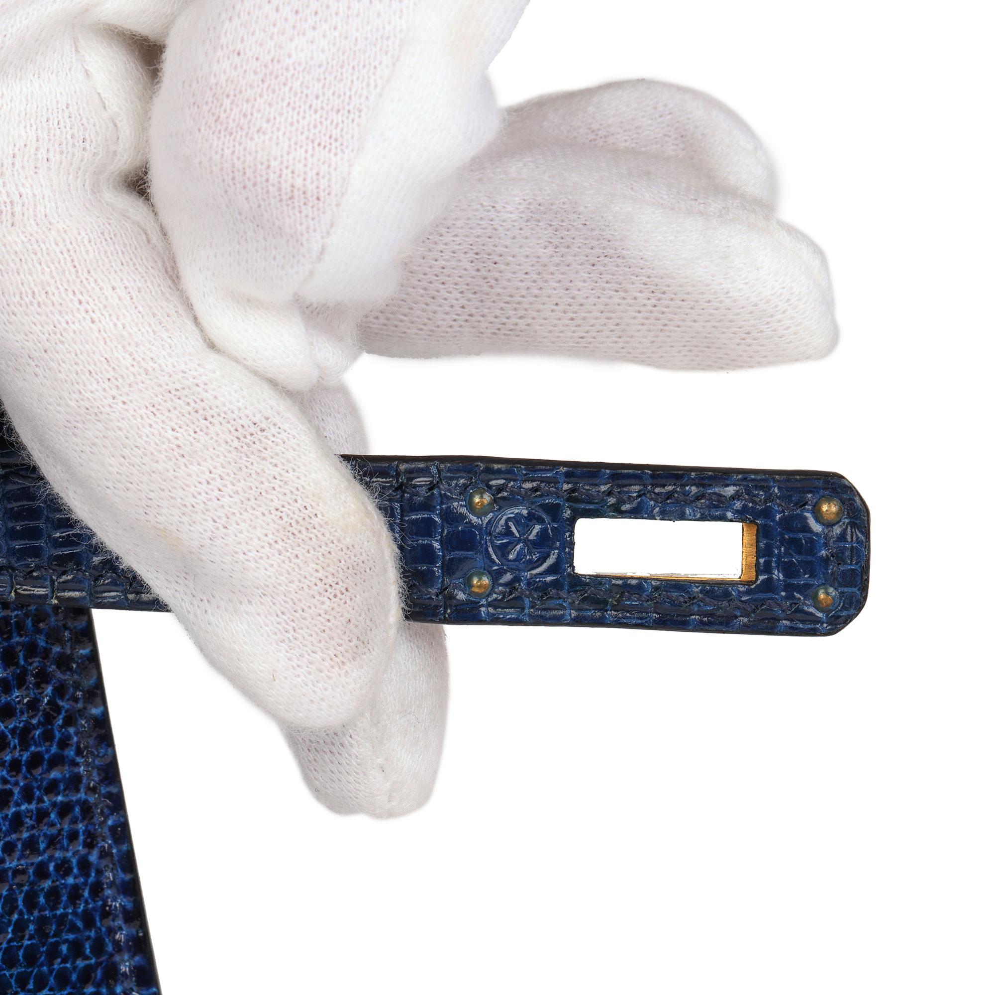 HERMÈS Bleu Saphir Lizard Cuir Vintage Kelly 20cm Sellier en vente 6
