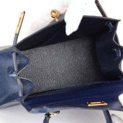 HERMÈS Blue Saphir Lizard Leather Vintage Kelly 20cm Sellier