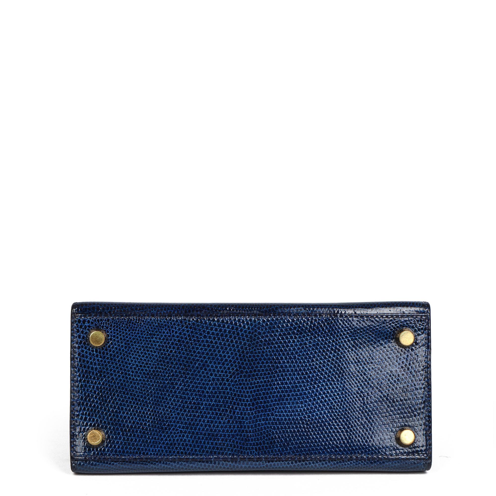 Hermès Blue Saphir Lizard Leather Vintage Kelly 20cm Sellier en venta 4
