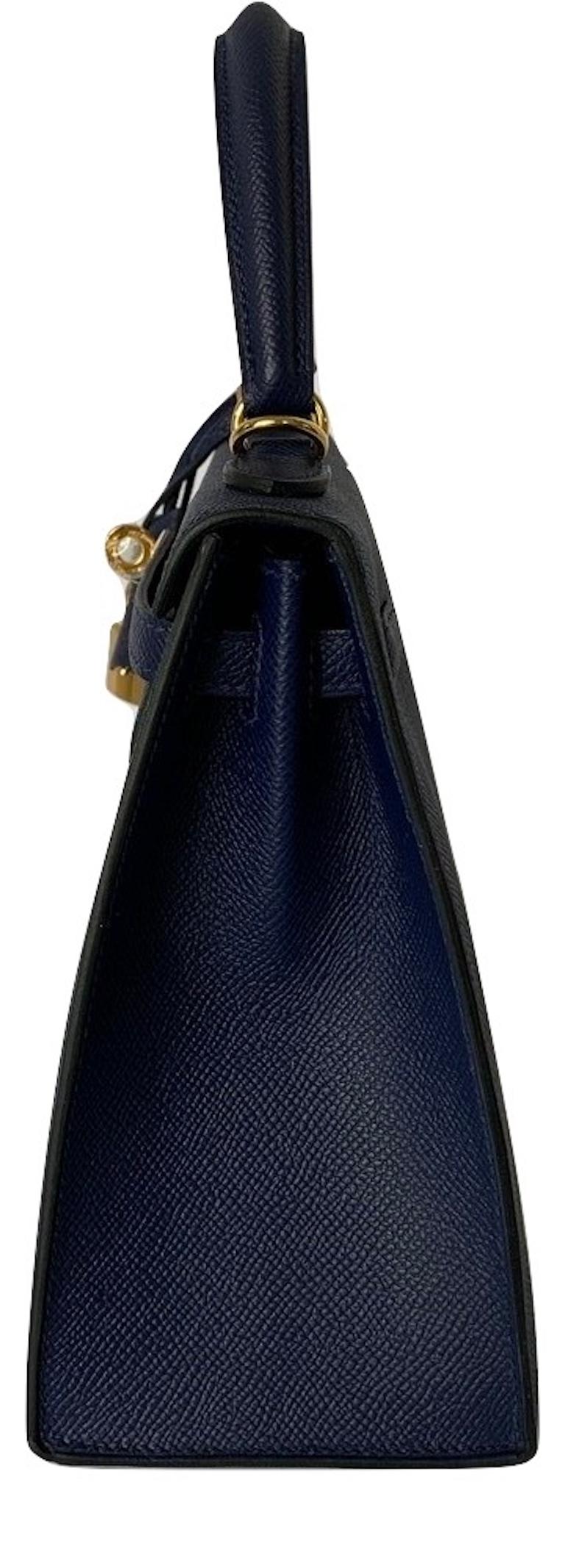 Women's or Men's Hermes Blue Saphire Kelly 25  Epsom Sellier Bag Gold Hardware
