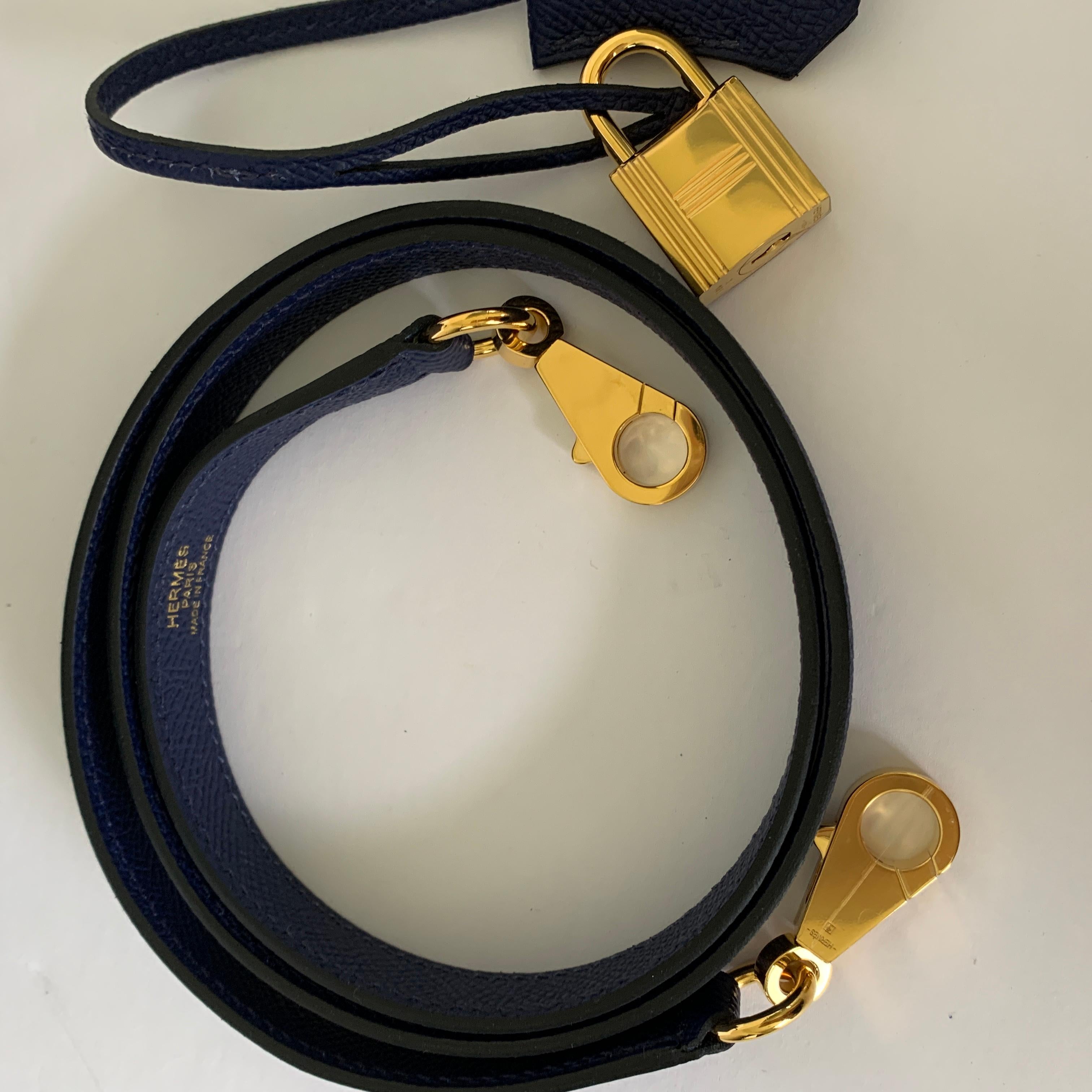 Hermes Blue Saphire Kelly 25  Epsom Sellier Bag Gold Hardware 2