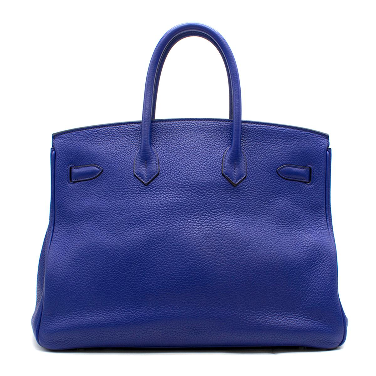 Hermes Blue Sapphire Togo leather Birkin 35cm In Good Condition In London, GB