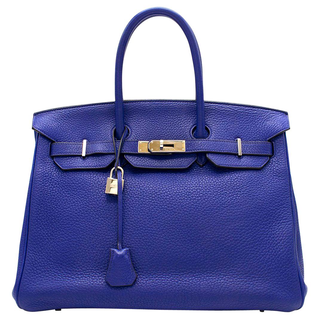 Hermes Blue Sapphire Togo leather Birkin 35cm