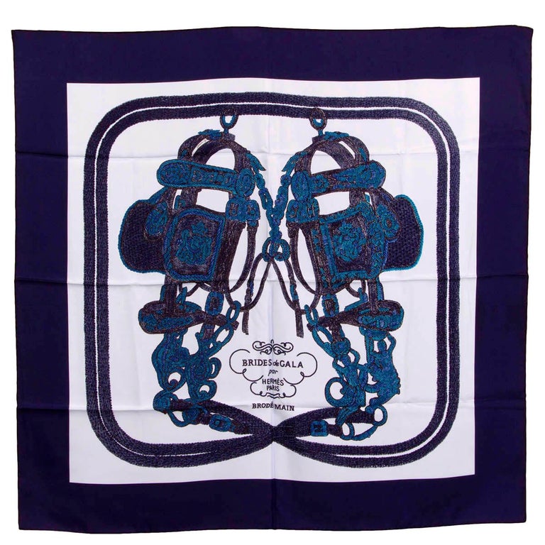 HERMES Calegean 140 cashmere silk Brides de Gala Applique Pique scarf Bride de Gala Appliqué Piqué multicolor