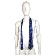 Hermès Blue Silk Dog Motif Tie Made in France