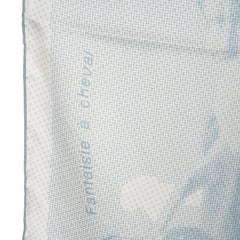 HERMES blue silk FANTAISIE A CHEVAL 70 Scarf