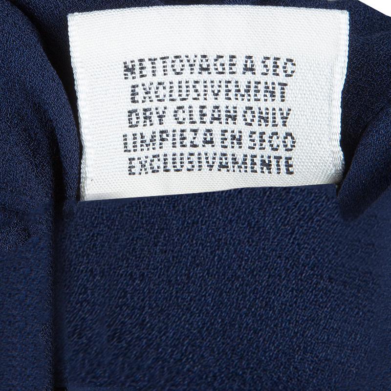 Hermes Blue Silk Knit One Shoulder Draped Dress S 6