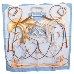 HERMES blue silk PROJECTS CARRES 90 Twill Scarf Bleu / Bleu Ciel