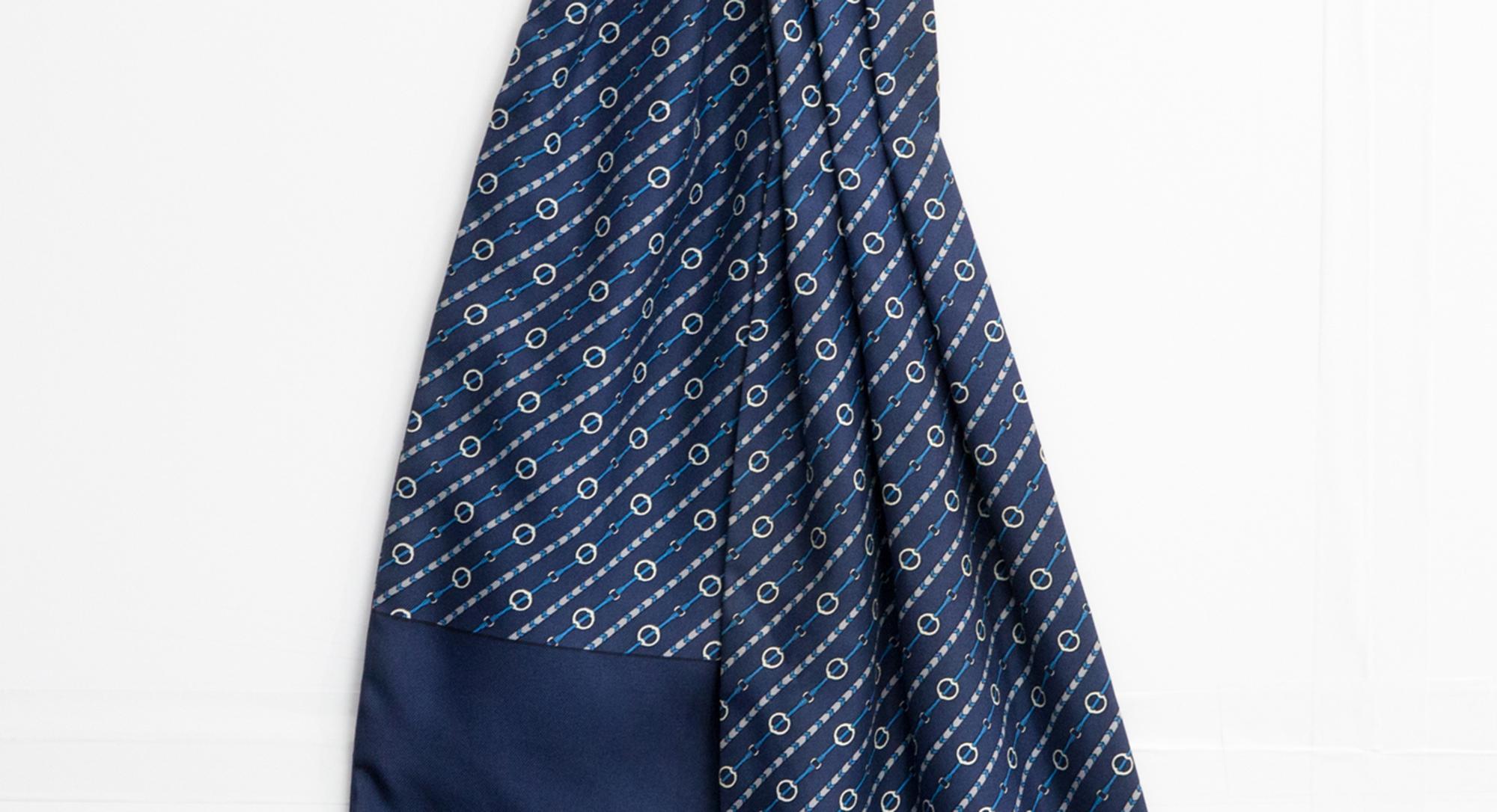 Women's or Men's Hermes Blue Silk Scarf Ascot