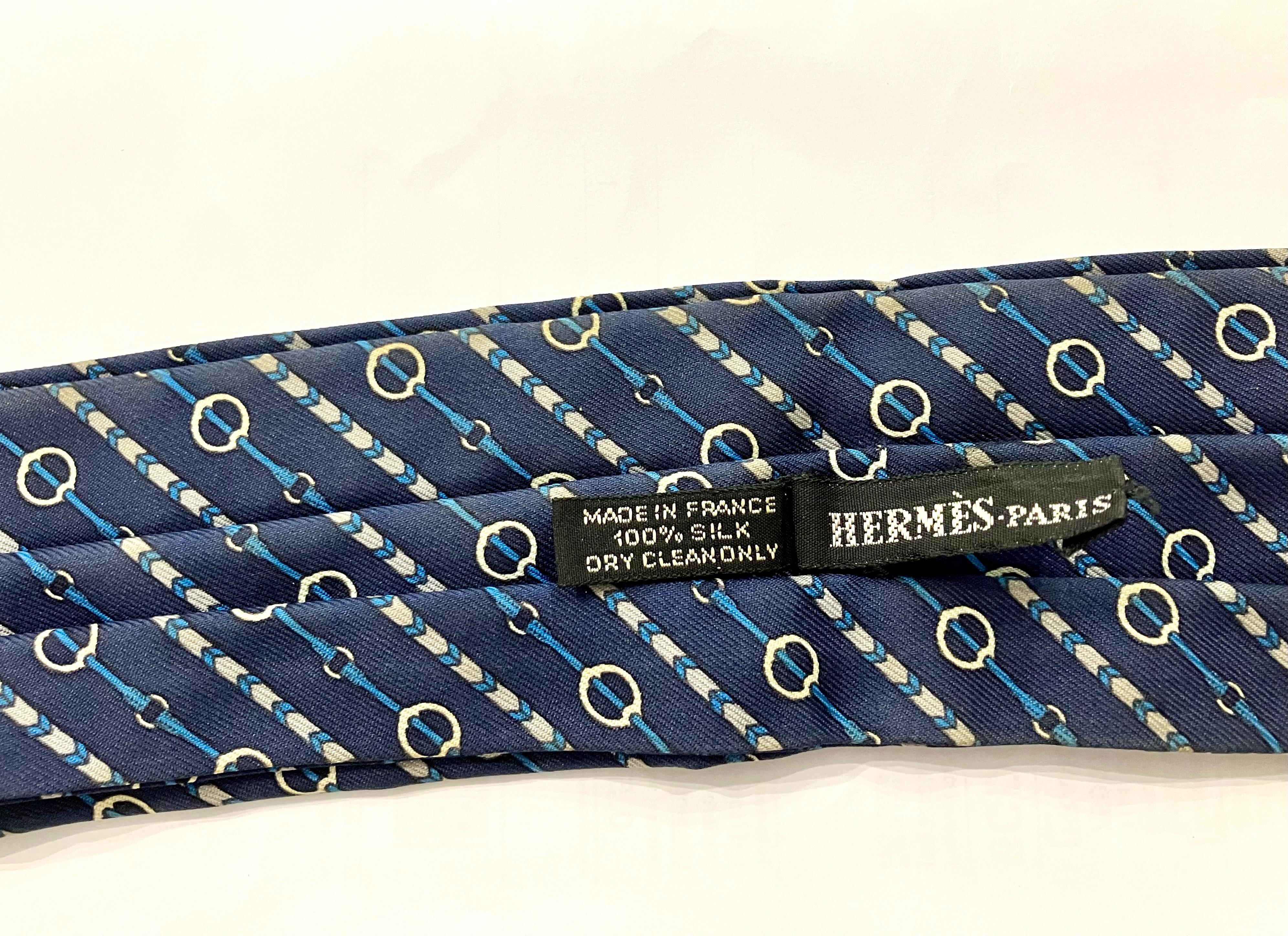 Hermes Blue Silk Scarf Ascot 1