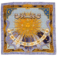 Hermes Blue Silk Scarf "Carpe Diem"