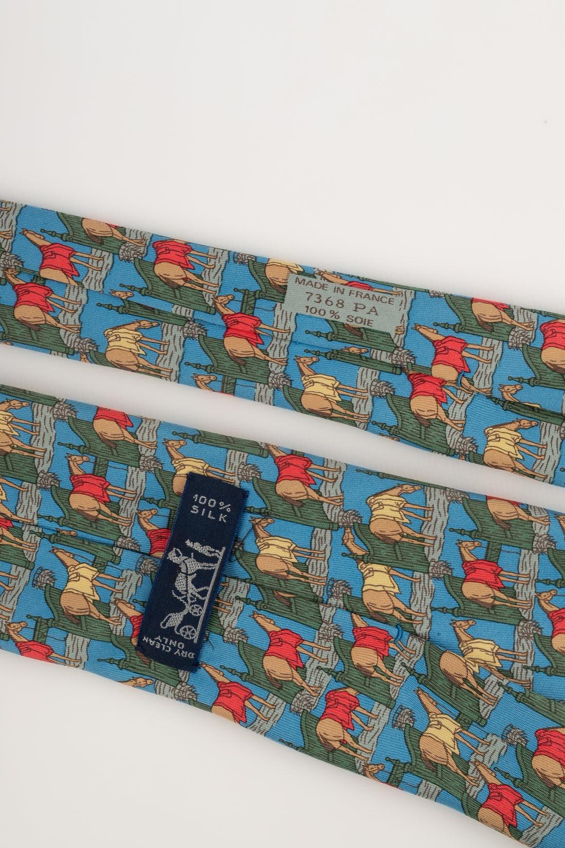 Gray Hermès Blue Silk Tie For Sale
