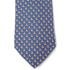 HERMES blue silk twill 5614 ORIGIAMI CHICKEN Tie