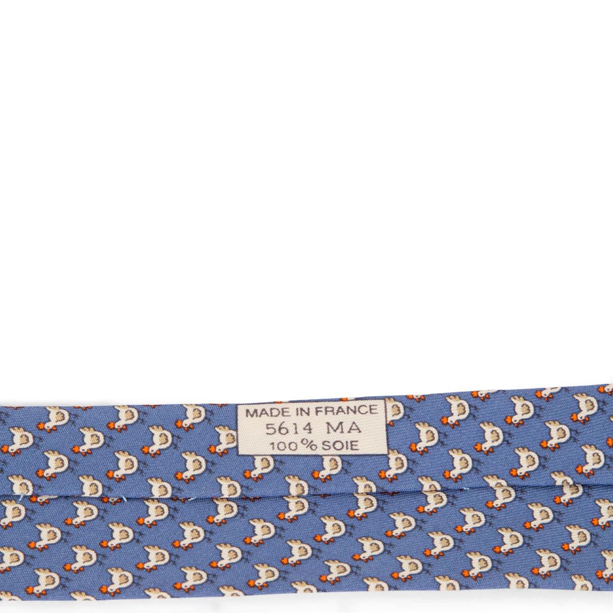 HERMES blue silk twill 5614 ORIGIAMI CHICKEN Tie 2