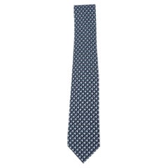 HERMES blue silk twill 605598 OISVION Tie Souris Ciel