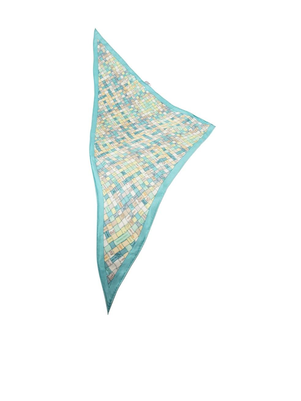 Écharpe triangle en soie tissée à logo imprimé, bleu Hermès Bon état - En vente à London, GB