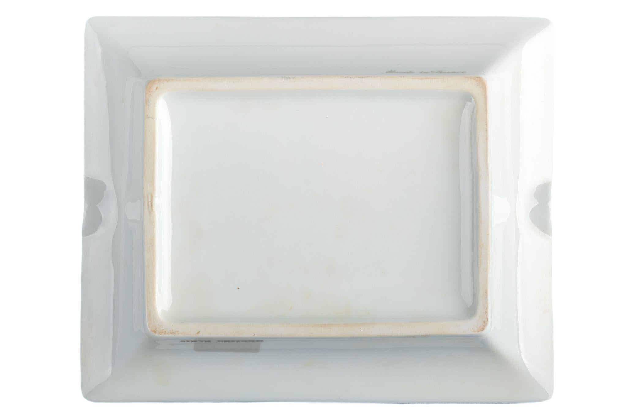 Hermes Blue Silver Fish Porcelain Ashtray In Excellent Condition In West Hollywood, CA