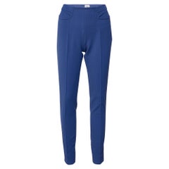 Hermes Pantalone blu in cotone elasticizzato con gamba affusolata S