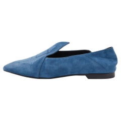 Hermes Blue Suede Pointed Toe Ballet Flats Size 39