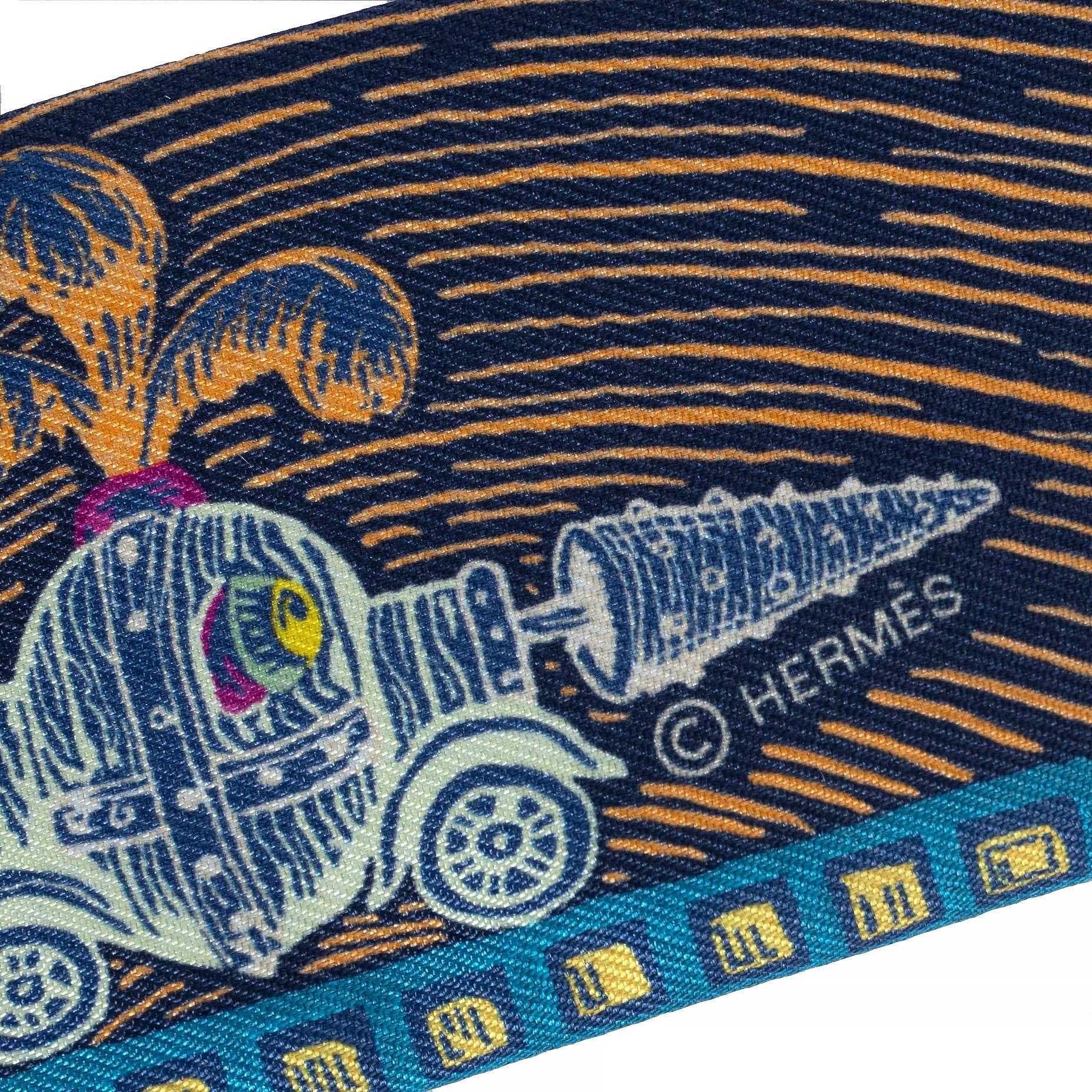 HERMES blue SUPER SILK QUEST TWILLY Scarf Cobalt Rose Jaune In Excellent Condition For Sale In Zürich, CH