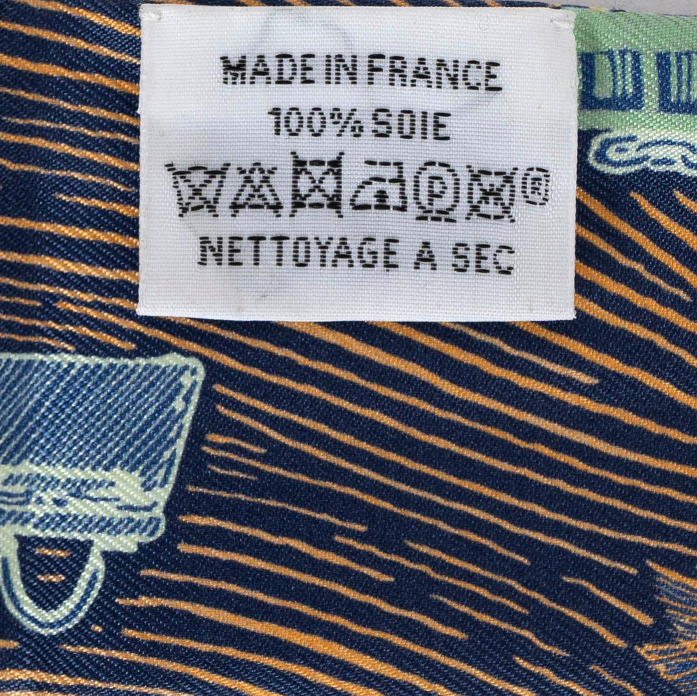 Women's or Men's HERMES blue SUPER SILK QUEST TWILLY Scarf Cobalt Rose Jaune For Sale