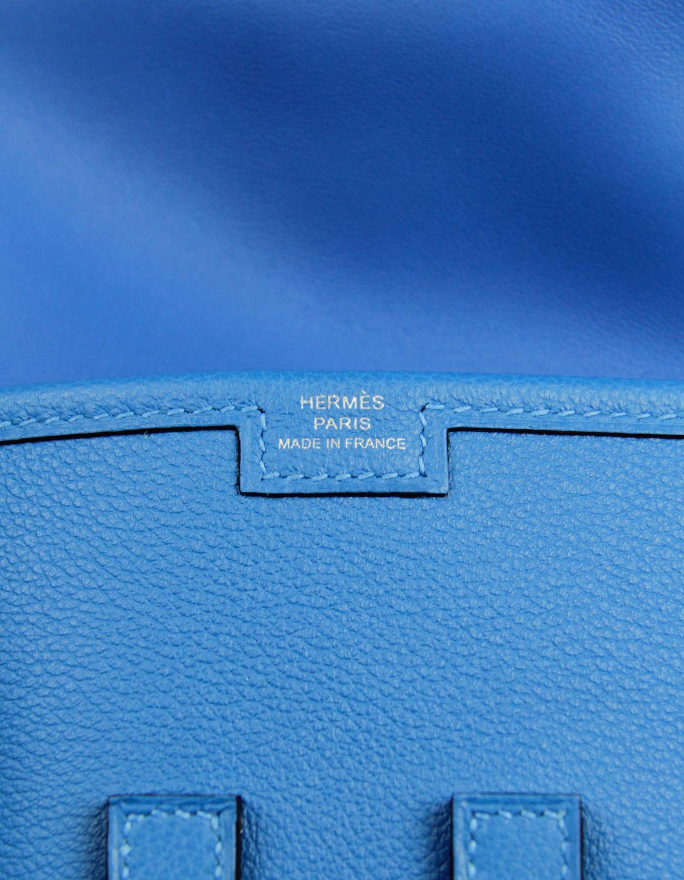 Hermes Blue Swift Leather H Jige Elan Clutch Bag For Sale 4