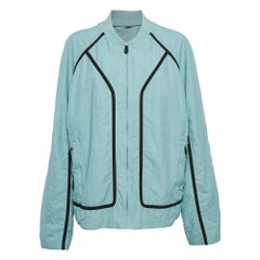 Hermes Blue Synthetic Zip-Up Bomber Jacket XXL