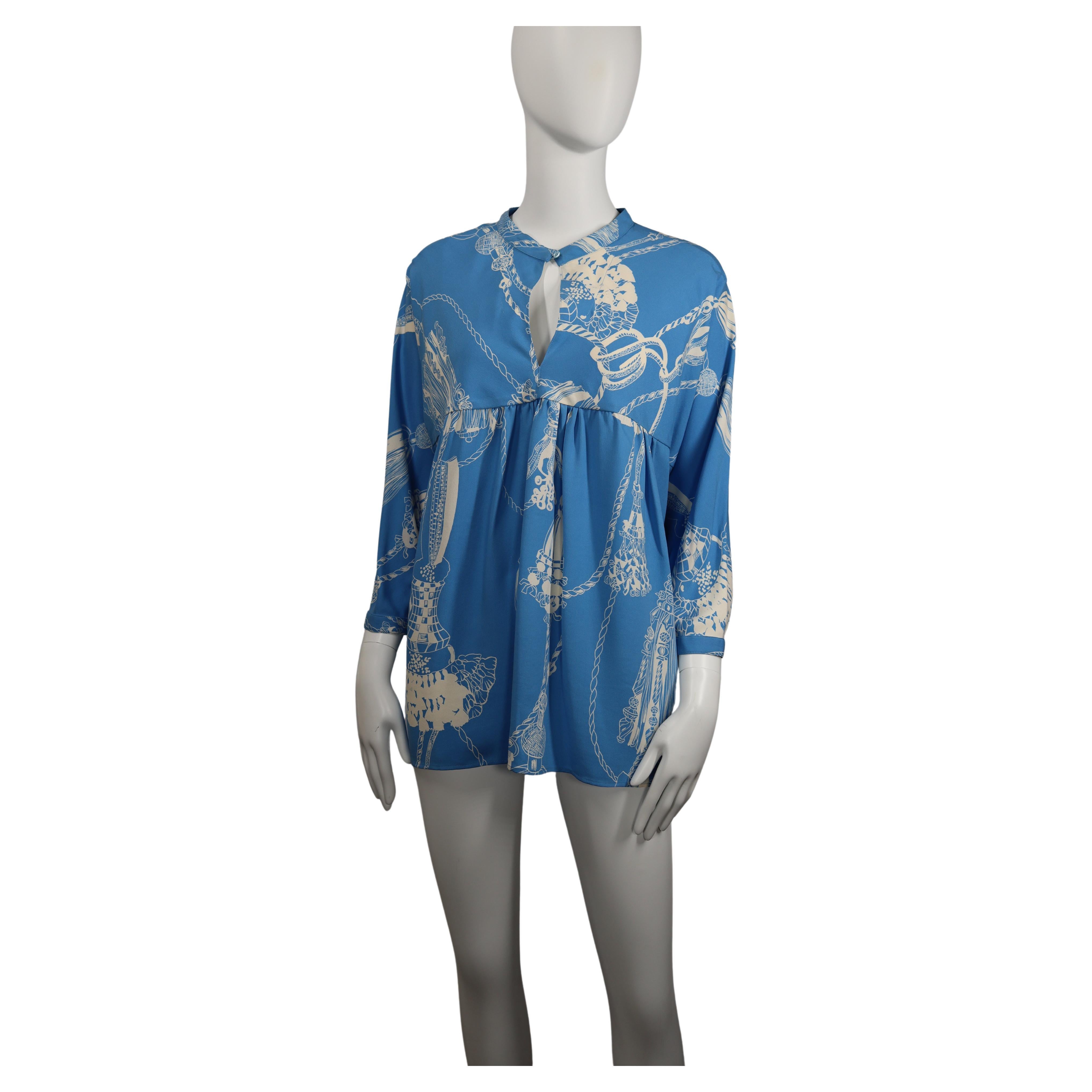 Hermès Blue Tassels Print Shirt