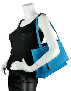 Hermes Blue Taurillon Clemence Leather Cabasellier 31 Tote Bag