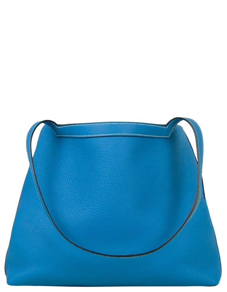 Hermes Blue Taurillon Clemence Leather Cabasellier 31 Tote Bag at 1stDibs